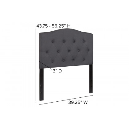 BLNK Cambridge Fabric Tufted Upholstered Headboard - Dark Gray, Twin Size