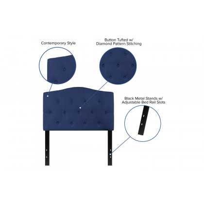 BLNK Cambridge Fabric Tufted Upholstered Headboard - Navy, Twin Size
