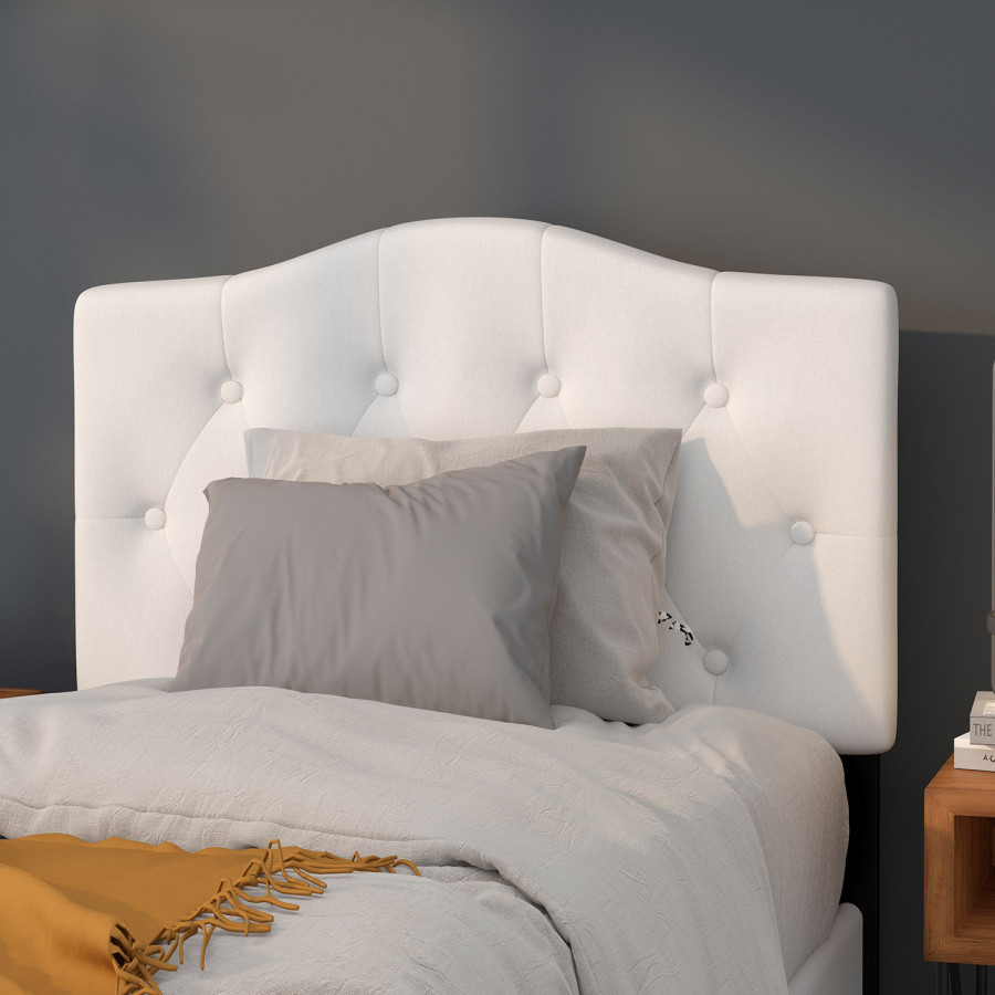 BLNK Cambridge Fabric Tufted Upholstered Headboard - White, Twin Size