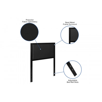 BLNK Melbourne Fabric Upholstered Headboard - Black, Twin Size