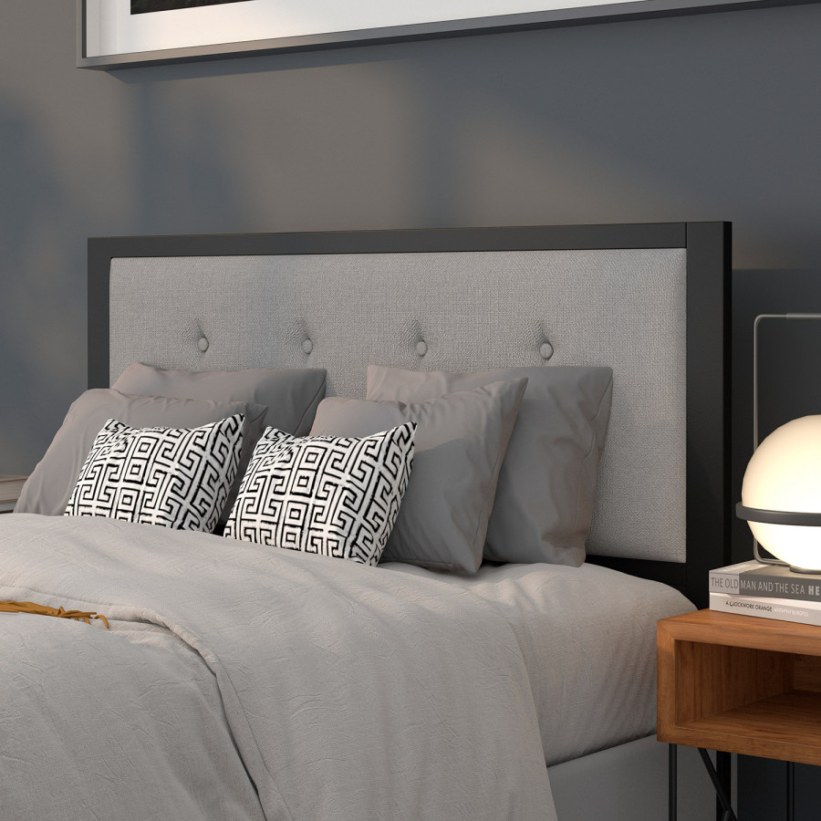 BLNK Bristol Fabric Tufted Upholstered Headboard - Light Gray, Full Size