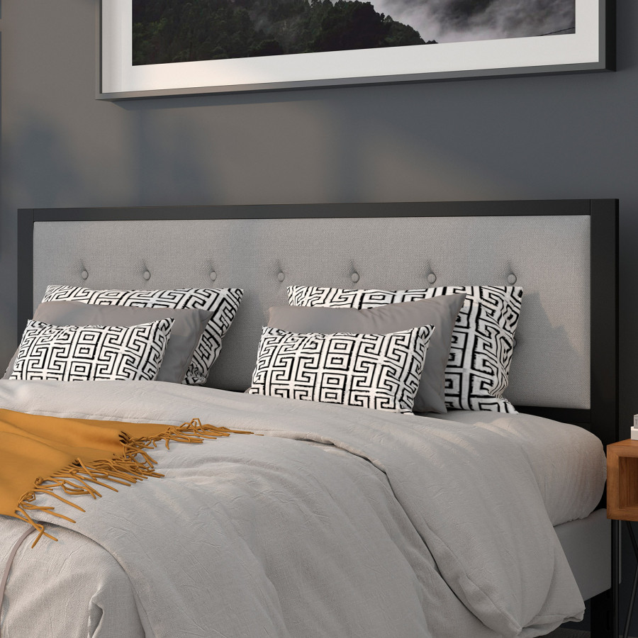 BLNK Bristol Fabric Tufted Upholstered Headboard - Light Gray, King Size