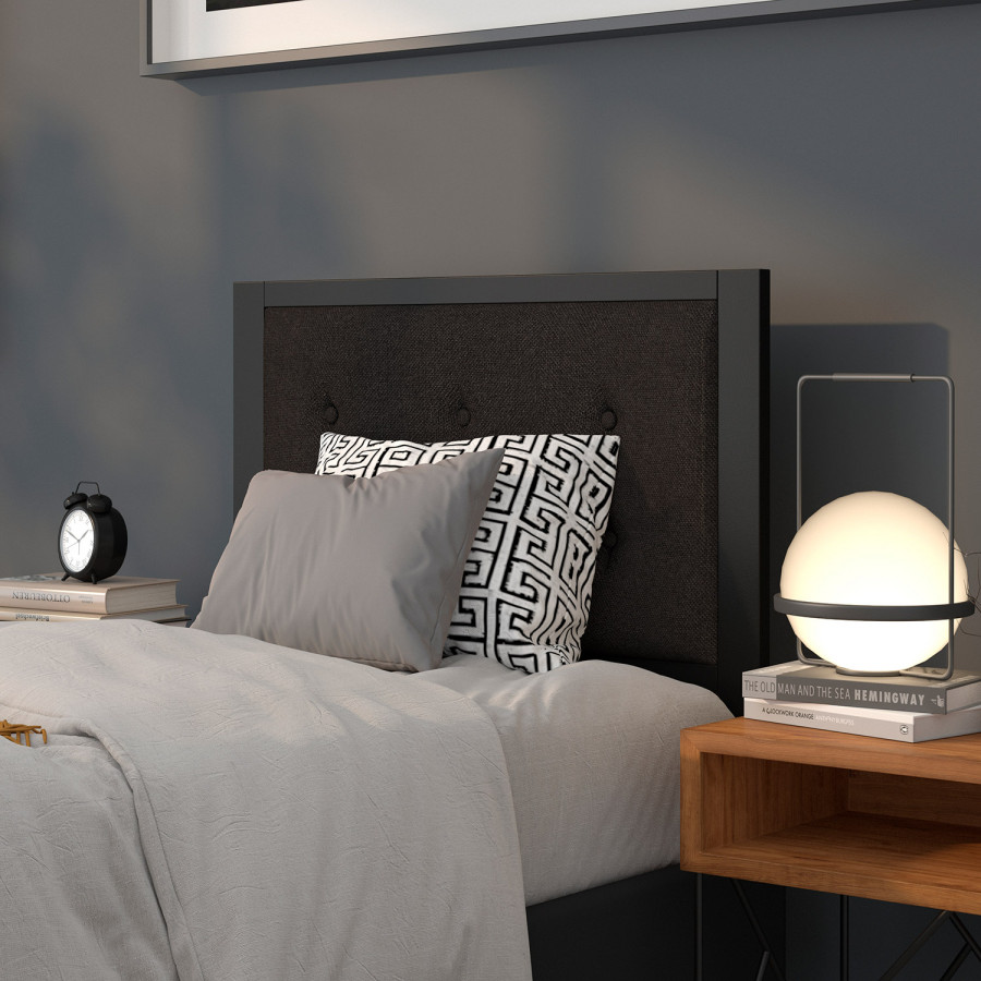 BLNK Bristol Fabric Tufted Upholstered Headboard - Black, Twin Size