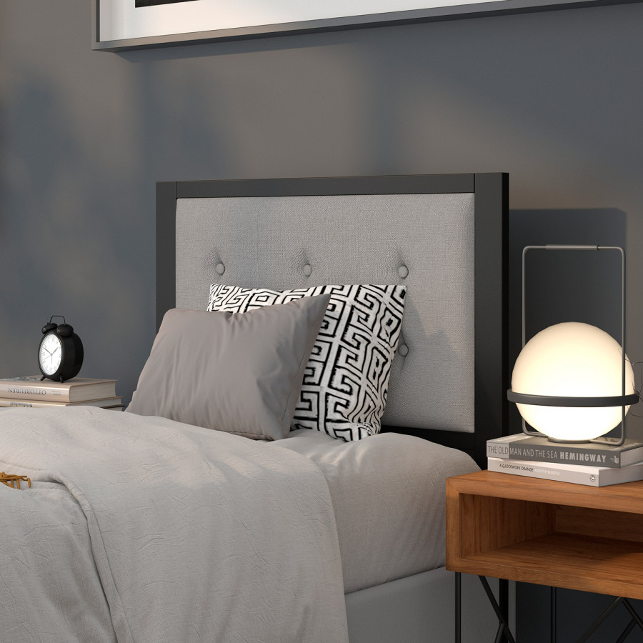 BLNK Bristol Fabric Tufted Upholstered Headboard - Light Gray, Twin Size
