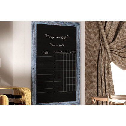 BLNK Canterbury Wall Mount Magnetic Chalkboard Sign with Eraser - Rustic Blue, 24"W x 36"H