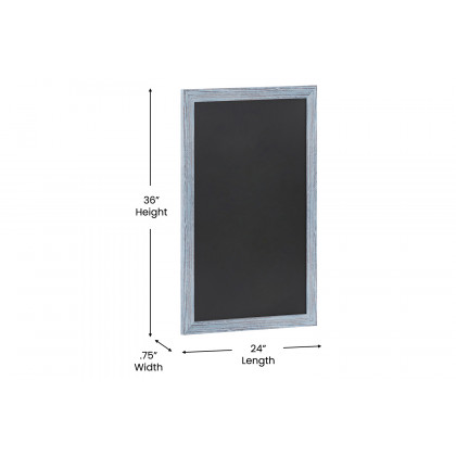 BLNK Canterbury Wall Mount Magnetic Chalkboard Sign with Eraser - Rustic Blue, 24"W x 36"H
