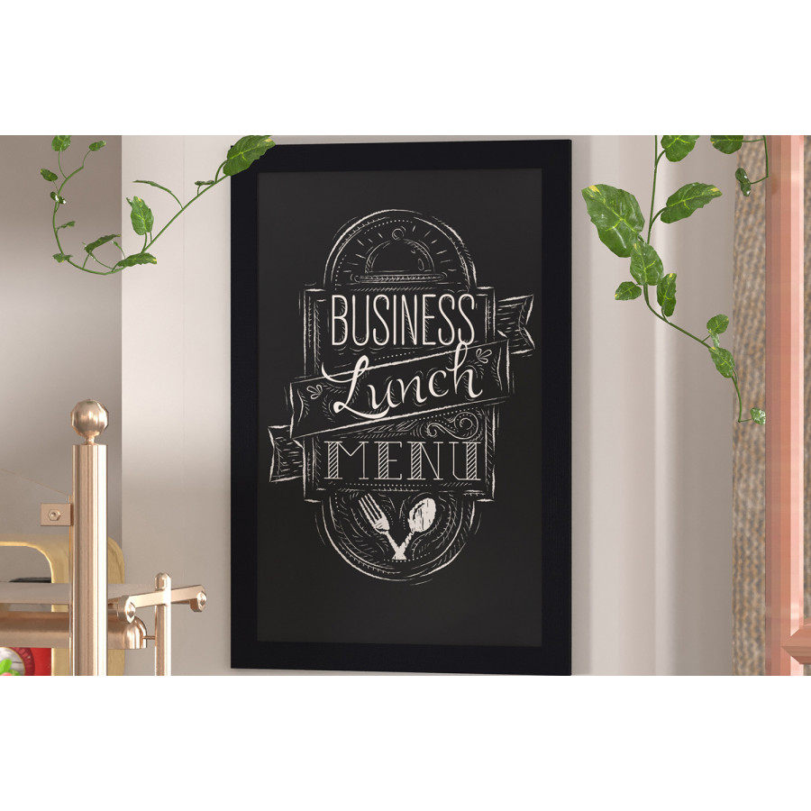 BLNK Canterbury Wall Mount Magnetic Chalkboard Sign with Eraser - Black, 24"W x 36"H