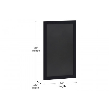 BLNK Canterbury Wall Mount Magnetic Chalkboard Sign with Eraser - Black, 24"W x 36"H