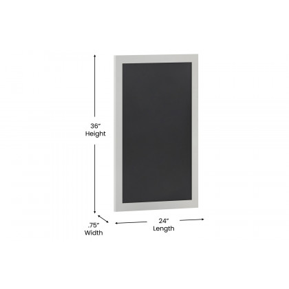BLNK Canterbury Wall Mount Magnetic Chalkboard Sign with Eraser - White, 24"W x 36"H