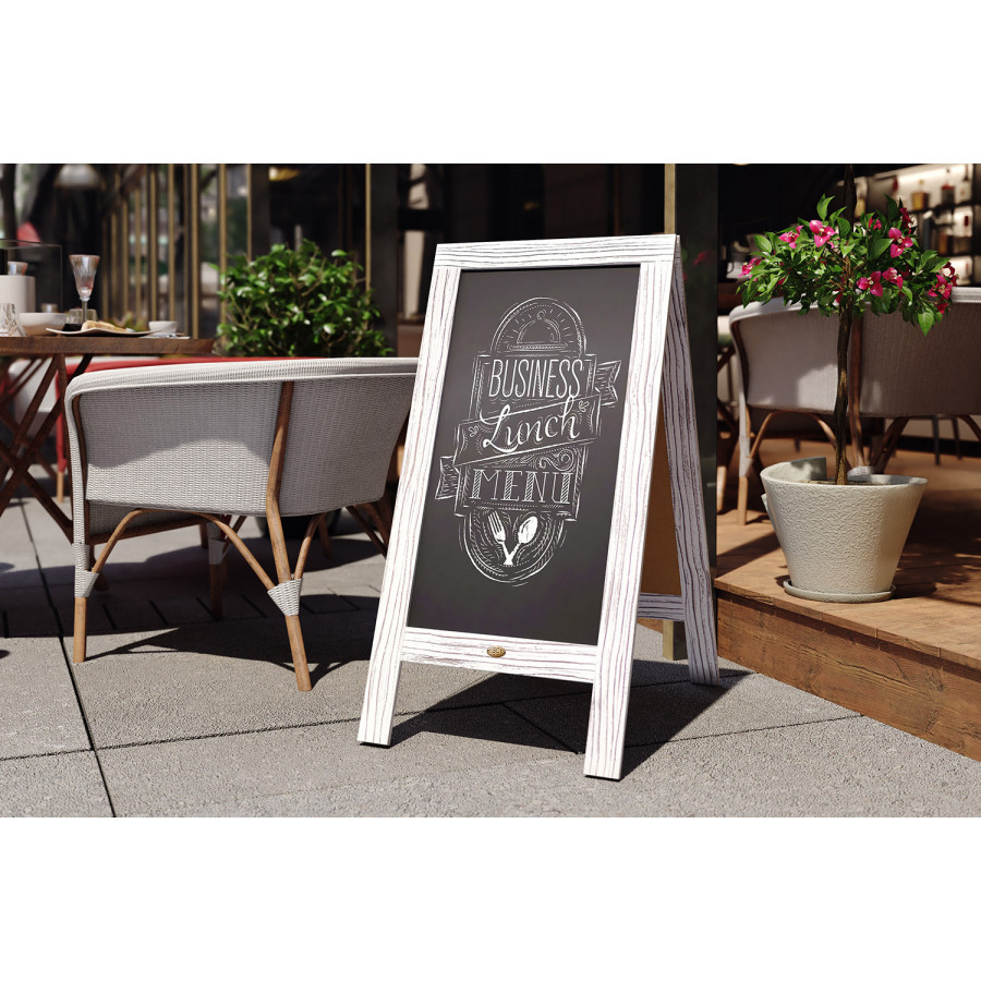BLNK - Canterbury Wooden Indoor-Outdoor A-Frame Magnetic Chalkboard Sign Set with 8 Chalk Markers