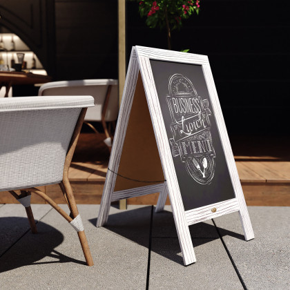 BLNK - Canterbury Wooden Indoor-Outdoor A-Frame Magnetic Chalkboard Sign Set with 8 Chalk Markers