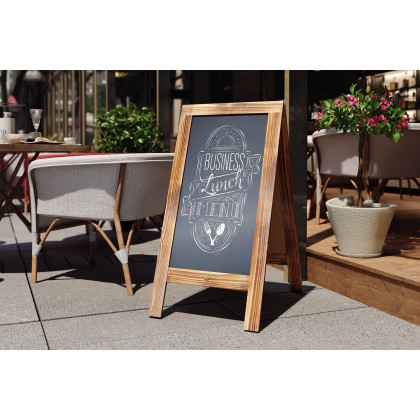 BLNK - Canterbury Wooden Indoor-Outdoor A-Frame Magnetic Chalkboard Sign Set with 8 Chalk Markers