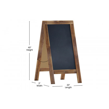BLNK Canterbury Wooden Indoor-Outdoor A-Frame Magnetic Chalkboard Sign Set with 8 Chalk Markers - Rustic Brown