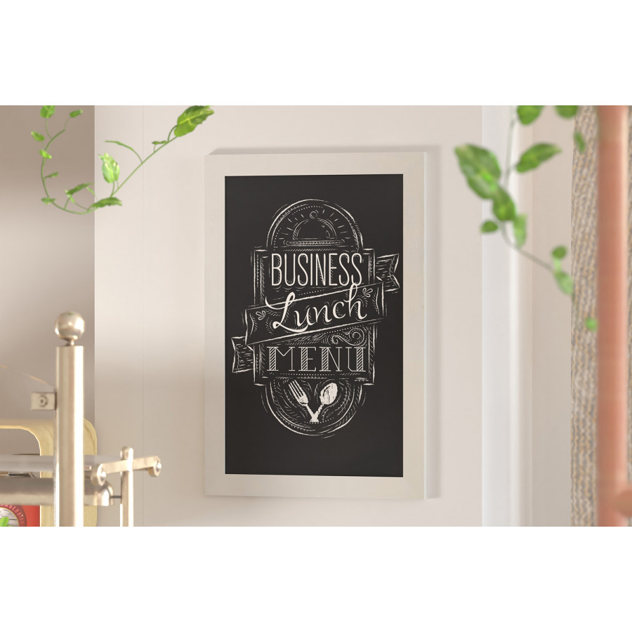 BLNK Canterbury Wall Mount Magnetic Chalkboard Sign with Eraser - White, 20"W x 30"H