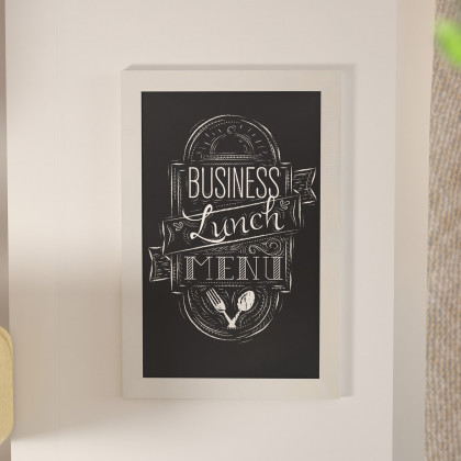 BLNK Canterbury Wall Mount Magnetic Chalkboard Sign with Eraser - White, 20"W x 30"H