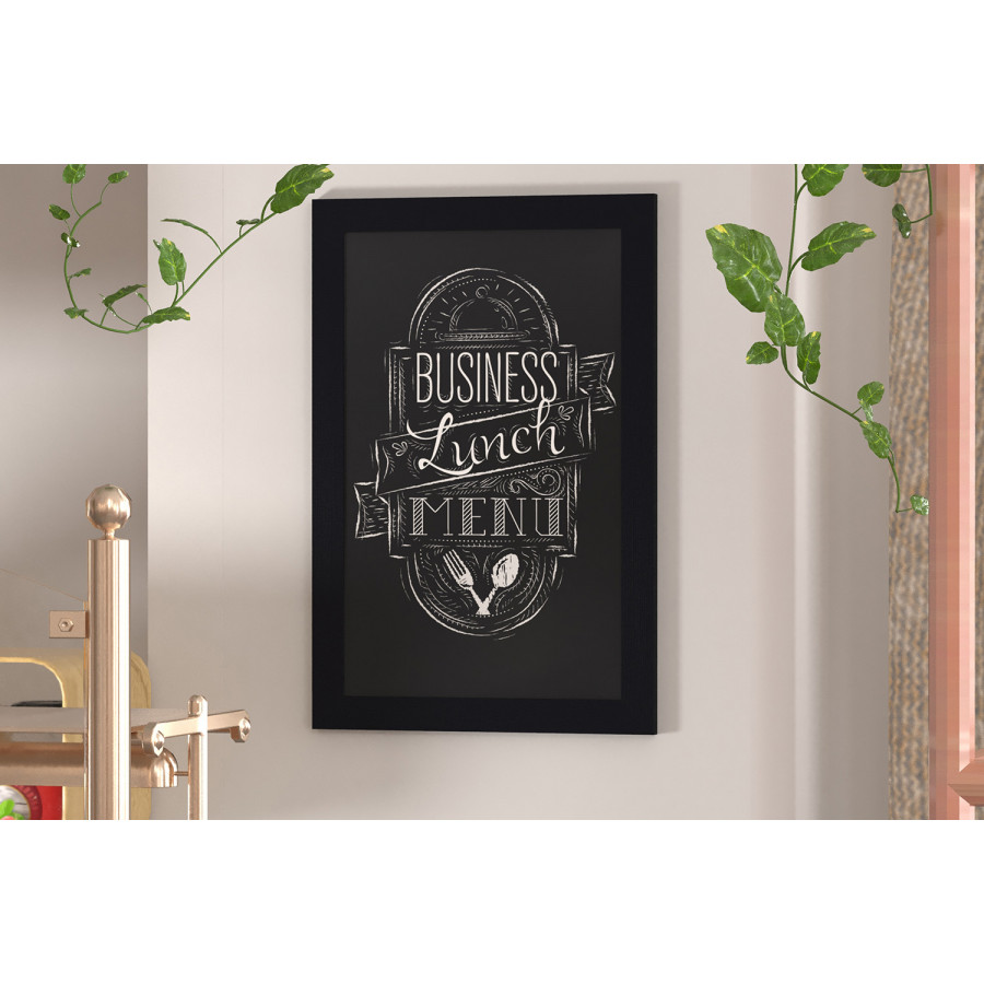 BLNK Canterbury Wall Mount Magnetic Chalkboard Sign with Eraser - Black, 20"W x 30"H