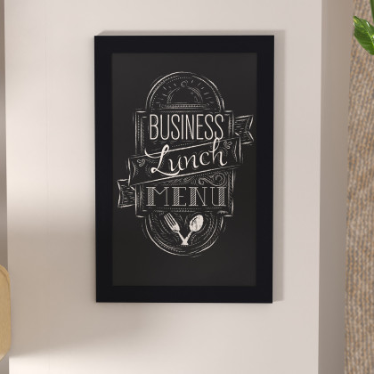BLNK Canterbury Wall Mount Magnetic Chalkboard Sign with Eraser - Black, 20"W x 30"H