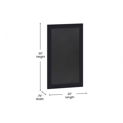 BLNK Canterbury Wall Mount Magnetic Chalkboard Sign with Eraser - Black, 20"W x 30"H