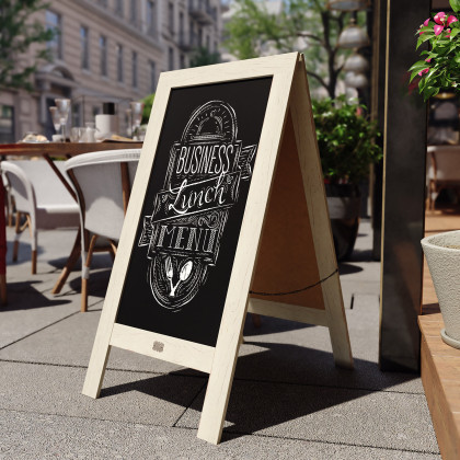 BLNK Canterbury Vintage Wooden A-Frame Magnetic Indoor-Outdoor Chalkboard Sign - White