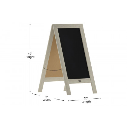 BLNK Canterbury Vintage Wooden A-Frame Magnetic Indoor-Outdoor Chalkboard Sign - White