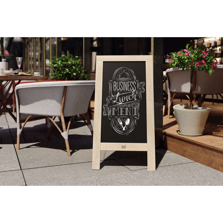 BLNK Canterbury Vintage Wooden A-Frame Magnetic Indoor-Outdoor Chalkboard Sign - Weathered