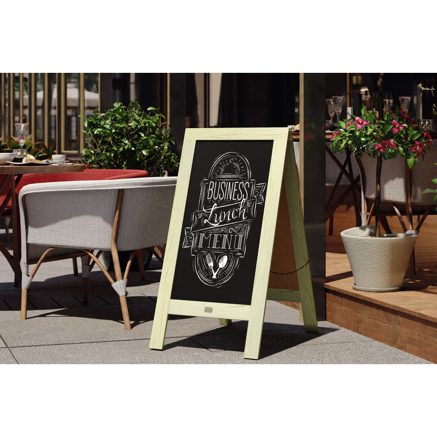 BLNK Canterbury Vintage Wooden A-Frame Magnetic Indoor-Outdoor Chalkboard Sign - Green