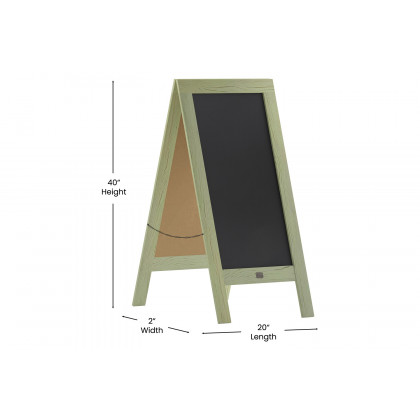 BLNK Canterbury Vintage Wooden A-Frame Magnetic Indoor-Outdoor Chalkboard Sign - Green