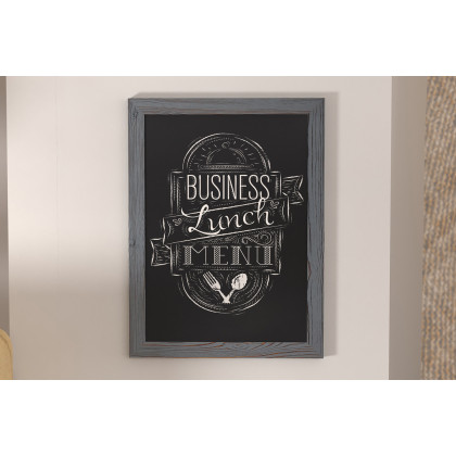 BLNK Canterbury Wall Mount Magnetic Chalkboard Sign with Eraser - Rustic Gray, 18"W x 24"H