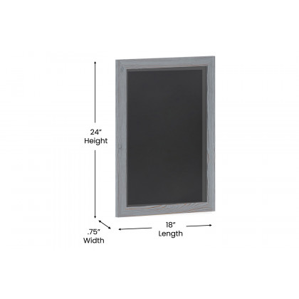 BLNK Canterbury Wall Mount Magnetic Chalkboard Sign with Eraser - Rustic Gray, 18"W x 24"H