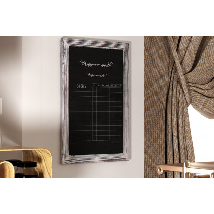 BLNK Canterbury Wall Mount Magnetic Chalkboard Sign with Eraser - Whitewashed, 20"W x 30"H