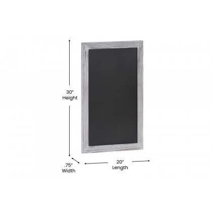 BLNK Canterbury Wall Mount Magnetic Chalkboard Sign with Eraser - Whitewashed, 20"W x 30"H
