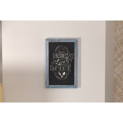 BLNK Canterbury Wall Mount Magnetic Chalkboard Sign with Eraser - Rustic Blue, 11"W x 17"H
