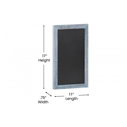 BLNK Canterbury Wall Mount Magnetic Chalkboard Sign with Eraser - Rustic Blue, 11"W x 17"H