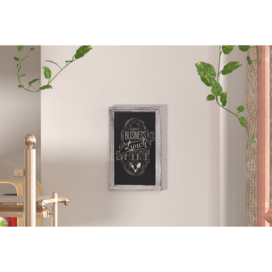 BLNK Canterbury Wall Mount Magnetic Chalkboard Sign with Eraser - Whitewashed, 11"W x 17"H