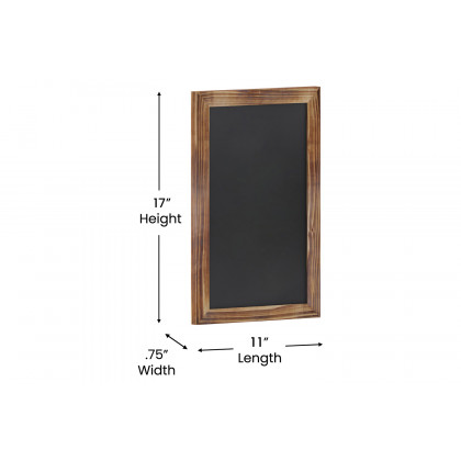 BLNK Canterbury Wall Mount Magnetic Chalkboard Sign with Eraser - Torched Wood, 11"W x 17"H
