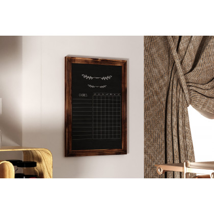 BLNK Canterbury Wall Mount Magnetic Chalkboard Sign with Eraser - Torched Wood, 18"W x 24"H