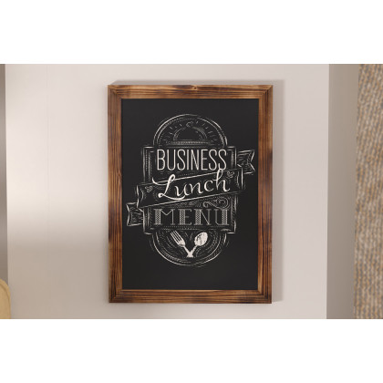 BLNK Canterbury Wall Mount Magnetic Chalkboard Sign with Eraser - Torched Wood, 18"W x 24"H