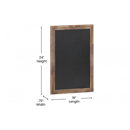 BLNK Canterbury Wall Mount Magnetic Chalkboard Sign with Eraser - Torched Wood, 18"W x 24"H