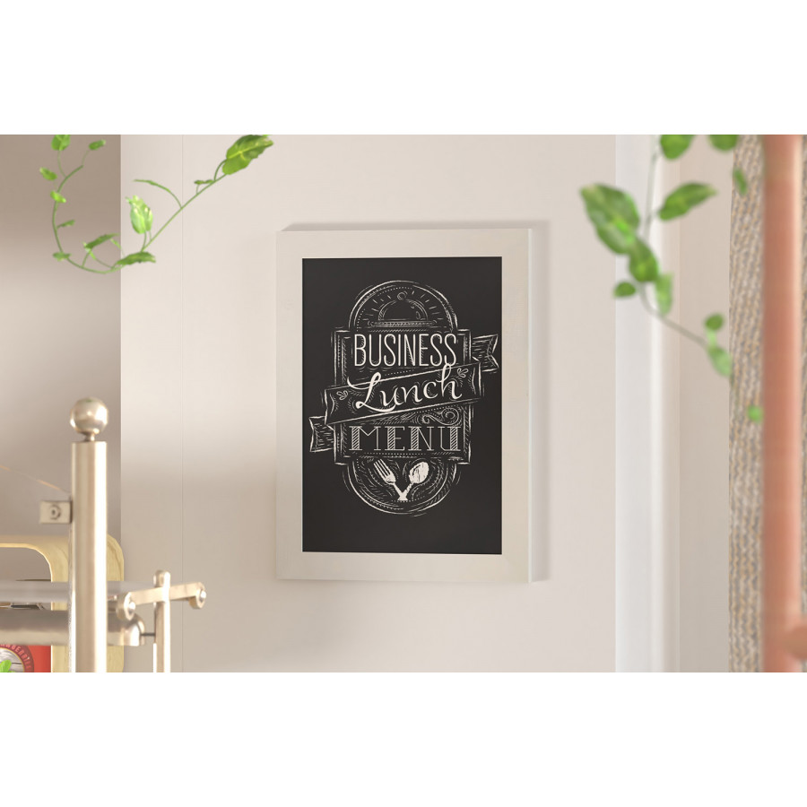 BLNK Canterbury Wall Mount Magnetic Chalkboard Sign with Eraser - White, 18"W x 24"H