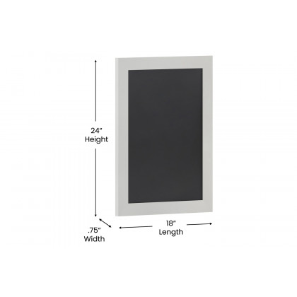 BLNK Canterbury Wall Mount Magnetic Chalkboard Sign with Eraser - White, 18"W x 24"H