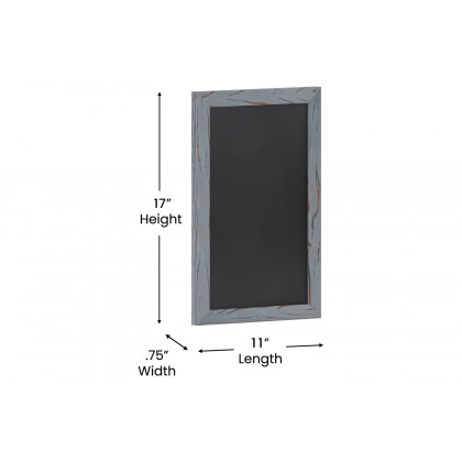 BLNK Canterbury Wall Mount Magnetic Chalkboard Sign with Eraser - Rustic Gray, 11"W x 17"H
