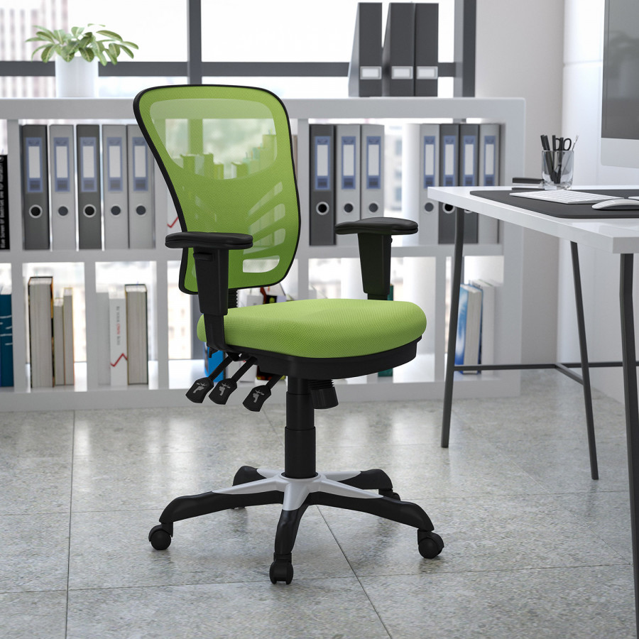 BLNK Nicholas Mid-Back Mesh Multifunction Executive Swivel Ergonomic Office Chair with Adjustable Arms - Green