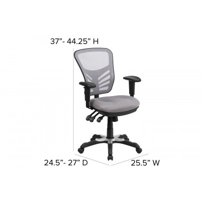 BLNK Nicholas Mid-Back Mesh Multifunction Executive Swivel Ergonomic Office Chair with Adjustable Arms - Gray