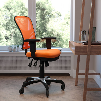 BLNK - Nicholas Mid-Back Mesh Multifunction Executive Swivel Ergonomic Office Chair with Adjustable Arms and Transparent Roller Wheels