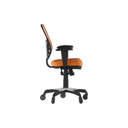 BLNK Nicholas Mid-Back Mesh Multifunction Executive Swivel Ergonomic Office Chair with Adjustable Arms and Transparent Roller Wheels - Orange