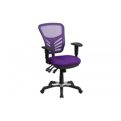 BLNK Nicholas Mid-Back Mesh Multifunction Executive Swivel Ergonomic Office Chair with Adjustable Arms - Purple
