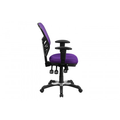 BLNK Nicholas Mid-Back Mesh Multifunction Executive Swivel Ergonomic Office Chair with Adjustable Arms - Purple