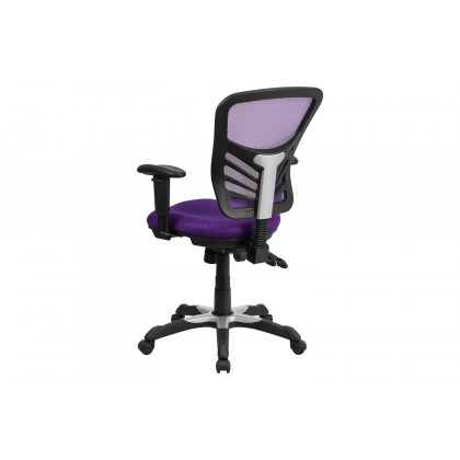 BLNK Nicholas Mid-Back Mesh Multifunction Executive Swivel Ergonomic Office Chair with Adjustable Arms - Purple