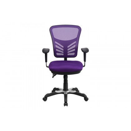 BLNK Nicholas Mid-Back Mesh Multifunction Executive Swivel Ergonomic Office Chair with Adjustable Arms - Purple
