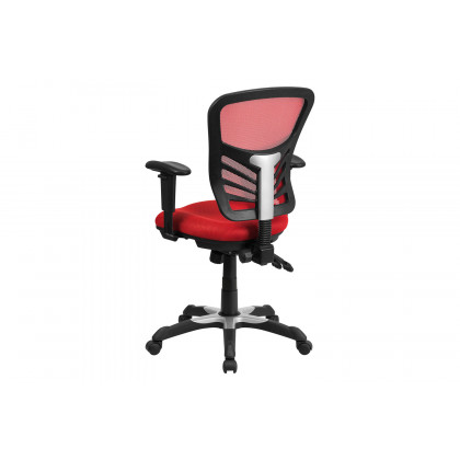 BLNK Nicholas Mid-Back Mesh Multifunction Executive Swivel Ergonomic Office Chair with Adjustable Arms - Red